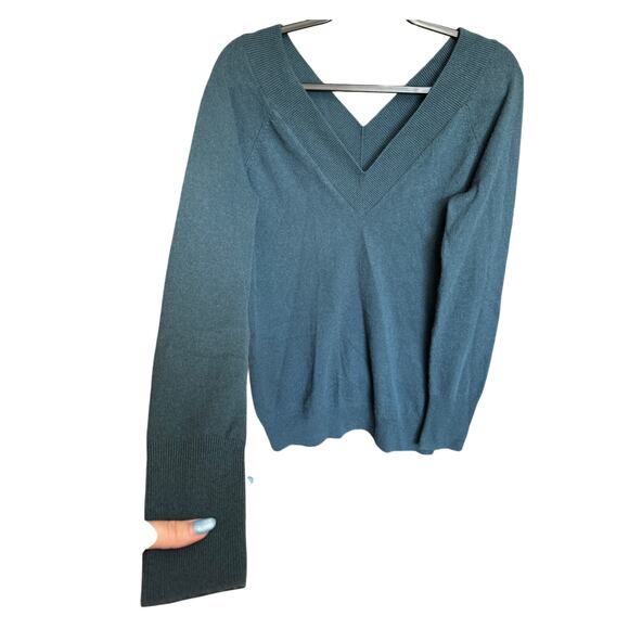 Equipment Femme Lilou V Neck Sweater Cashmere Forest Green Size Medium - Picture 2 of 10